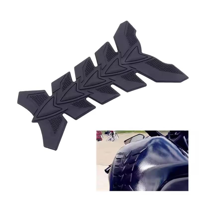 3D Protector Decal Sticker, Motorcycle Tank Protector, Motorcycle Gel Oil Gas Tank Pad Fish Bone Protector Decal Sticker Pad Decor Rubber(black)
