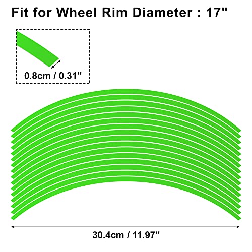 X AUTOHAUX 16pcs Fit 17" Wheel Motorcycle Car Bike Wheel Rim Sticker Strips Reflective Stripe Tape Reflector Green - color: Green