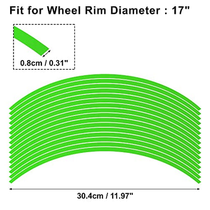 X AUTOHAUX 16pcs Fit 17" Wheel Motorcycle Car Bike Wheel Rim Sticker Strips Reflective Stripe Tape Reflector Green - color: Green