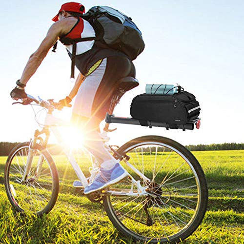 MOSISO Bike Rack Bag, Waterproof Bicycle Trunk Pannier Rear Seat Pouch Cycling Bike Carrier Backseat Storage Luggage Saddle Shoulder Bag - color: Black