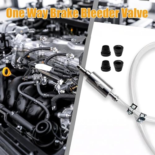 2Set Brake Bleeder Kit,Hose with One-Way Check Valve – Universal Brake Fluid Bleeding Kit for Car Motorcycle Clutch System,Anti-Backflow Soft Tube with Screw Caps & Spring Clamps Gifts for Men