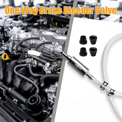 2Set Brake Bleeder Kit,Hose with One-Way Check Valve – Universal Brake Fluid Bleeding Kit for Car Motorcycle Clutch System,Anti-Backflow Soft Tube with Screw Caps & Spring Clamps Gifts for Men