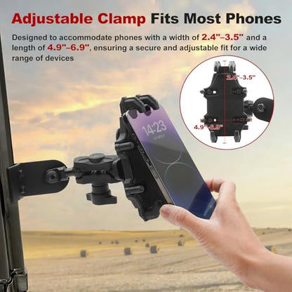 UTV Phone Mount for Pro-Fit Cage, Aluminum Alloy 8-Claw Holder for Groove Rods, 360° Adjustable SXS Mount for Defender Ranger General Uforce for 4.9" to 6.9" Cellphone - size: Fits Pro-Fit Cage