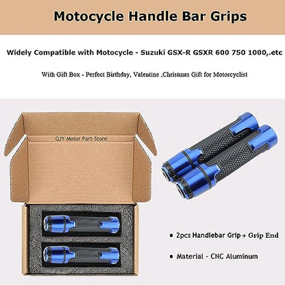 2pcs 22mm 7/8" Motocycle Handlebar Grip Ends Set, Fit with S.uzuki GSXR GSX-R GSXS 600 750 1000 (Blue) - color: Handlebar - Blue