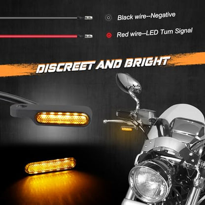 NTHREEAUTO Universal Motorcycle Turn Signals Front Handlebar Sequential LED Blinkers Amber Lights Compatible with Harley Honda Yamaha Kawasaki Suzuki