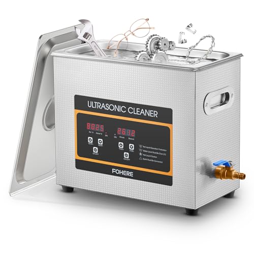 Ultrasonic Cleaner with Heater and Timer, Stainless Steel Ultrasonic Washing Machine, Professional Sonic Cleaning for Parts, Bike Chain, Metal Engine Parts, Gun (6.5L) - size: 6.5L