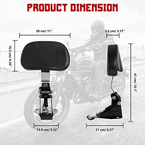 INNOGLOW Motorcycle Backrest - Detachable Driver Rider Backrest with Chrome Back Rest Pad Fit for Harley Davidson Touring Street Glide Electra Glide Road Glide Road King CVO 2009-2020 - color: Style-2/Chrome Arm