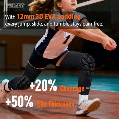 Frelaxy Wrestling Knee Pads, 3D Protective Compression Leg Sleeves, Padded Knee Sleeve for Wrestling, Basketball, Volleyball, Baseball, Knee Protective Gear for Youth, Women & Men (1 Pair) - size: Small