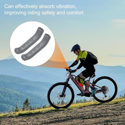 HARFINGTON 3 Pairs Bike Brake Lever Cover Silicone Brake Lever Grip Protector Anti-Slip Brake Handle Protection Covers Sleeve for Mountain Road Bike Cycling, Grey - color: Gray