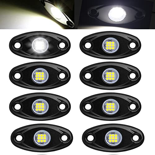 White Led Rock Lights Kit,8 Pods Light for Truck Car ATV SUV Boat Motorcycle Vehicle Under Body Glow Light Lamp Trail Lighting - color: White, size: 8 Pods