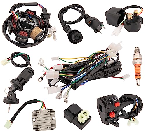 Complete GY6 Wiring Harness kit for Wiring Harness 50cc 70CC 90CC 110CC 125cc 4 Stroke ATV Dirt Bike Moped Quad Go Kart Scooter Electrics Stator Coil CDI Ignition Coil