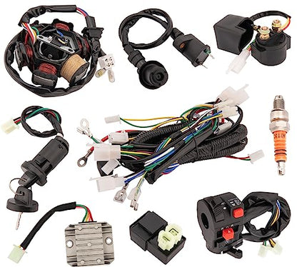 Complete GY6 Wiring Harness kit for Wiring Harness 50cc 70CC 90CC 110CC 125cc 4 Stroke ATV Dirt Bike Moped Quad Go Kart Scooter Electrics Stator Coil CDI Ignition Coil