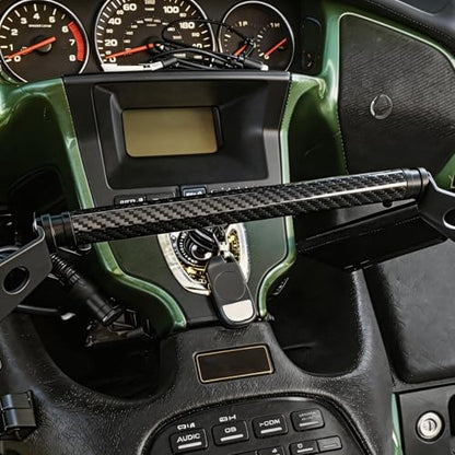 Motorcycle Phone Mount Carbon Fiber & Carbon Steel for Goldwing 1800 GL1800 2001-2017, Handlebar Navigation Mount with 22mm Crossbar Vibration Dampening Custom Accessory (Black)