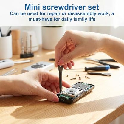 2pcs Valve Stem Remover with 4pcs Keychain Screwdriver, Stainless Steel Valve Core Removal Tool Flat Head and Phillips Key Screwdriver for Automotive Car Bicycle Motorcycle Tire Repair Install