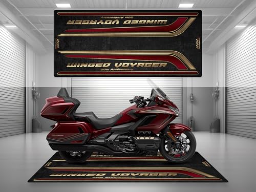 MPM Motorcycle Mat for Goldwing 50th Anniversary - Washable Non - Slip Oil & Water Resistant Parking Pitmat for Garage, Showroom, Workshop Use (Bordeaux Red Metallic, Size 2: 102 x 47/260 x 120 cm) - color: Bordeaux Red Metallic, size: Size 2: 102 x 47/26