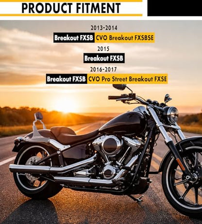 Detachable Backrest Sissy Bar Upright Passenger Backrest w/Pad Fit For Harley Breakout FXSB 2013-2017 (chrome) - color: chrome