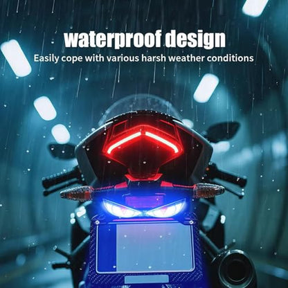Brake Light Motorcycle, License Plate Eye Lamp, Rear Safety Indicator, Compact Sturdy Construction, Quick Install Feature, Road Travel Protection Tool, Highway Cycling Use 7.48x1.97x0.2 Inches - color: Snake eye lamp - ice blue + red flash