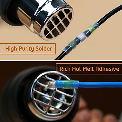 500Pcs Solder Seal Wire Connectors Kit, Heat Shrink Wire Connectors Waterproof Electrical Cable Butt Terminals for Marine Automotive Trailer RV Boat Truck Wiring - style: Assortment Kit