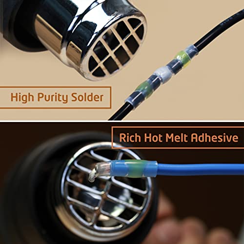 200Pcs Waterproof Solder Seal Wire Connectors, 26-24 Gauge White Electrical Splice Terminals for Marine, Car and Cable Wiring - Heat Shrink Butt Connectors - style: 26-24 AWG