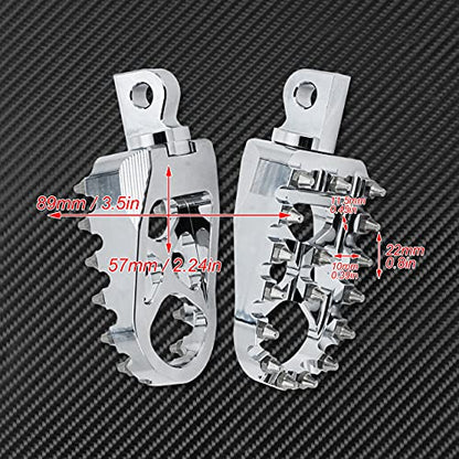 Motorcycle Foot Pegs MX Offroad Footpegs CNC 360° Roating Fit For Harley Sportster Iron 883 Softail Street Glide Dyna Fatboy Chrome - color: Chrome with Cone Spikes