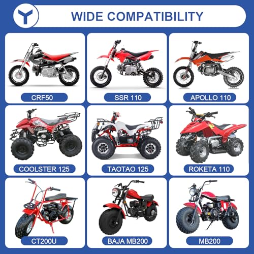 YOXUFA 420 Chain 132 Link Compatible with 125cc 110cc SSR Taotao Apollo Coolster Kazuma 50cc 70cc Pit Dirt Bike ATV 4 Wheel Go Kart Predator 212cc Coleman CT200U BT200X Baja MB165 Mini Bike Red Parts - size: 132L, style: 420 Chain Red