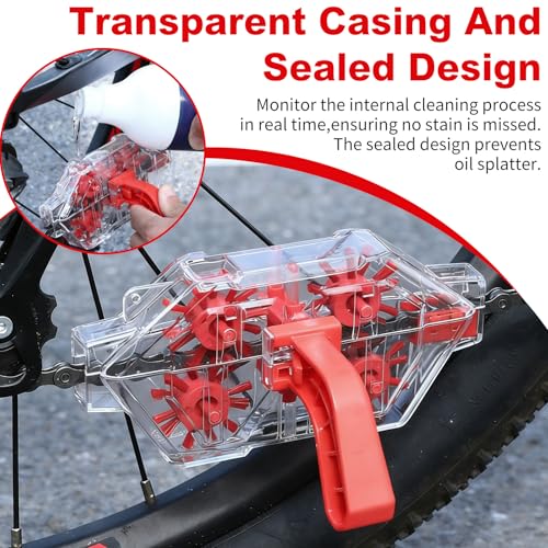 DKE&YMQ Bike Chain Cleaner Kit - Transparent bicycle chain cleaner with large and small brush tool, Deep clean chain machine for mountain and road bikes