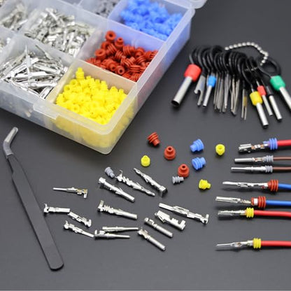 859pcs Automotive Electrical Pin Connectors Kit with Ratchet Crimping Tool 24-16AWG, 1.5/1.8/2.5/2.8mm Wire Connector Pins Male Female Crimp Pin Terminals with Wire Seals, Removal Tool and Tweezer - color: 859pcs Pin Terminals With Crimper