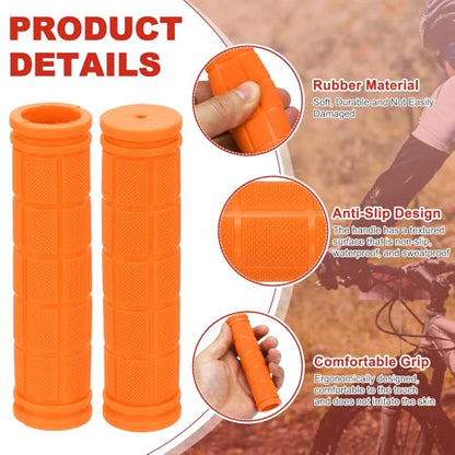 2 Pair Soft Rubber Handlebar Grips, Bicycle Handlebar Grips Bike Handle Bar Wrap Non-Slip 4.5 Inch - Fitting for Mountain Bikes/Road Bicycles/Scooter - color: Orange