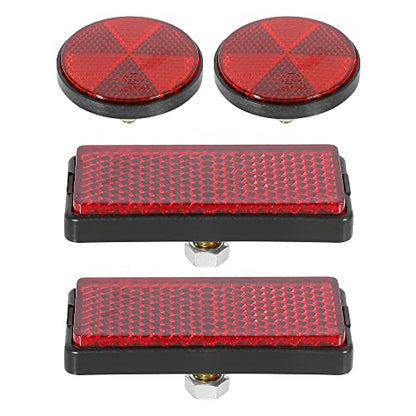 F FIERCE CYCLE M6x1.0 Round & M5x0.8 Rectangle Red Plastic Universal Screw Mount Reflective Warning Reflector for Motorcycle Bike