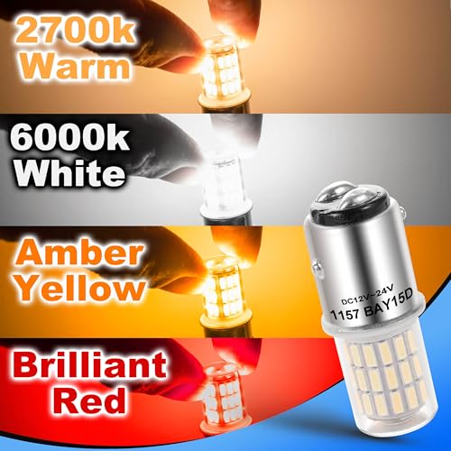 Heifymi DC12-24V 1157 Led Brake Light Bulb, BAY15D 7528 2057 2357 3 Watt Super Bright 6000K Xenon White LED Replacement Backup Reverse Daytime Running Light for Car Camper RV Trailer Boat, 2 Pack - color: 6000K Daylight White, size: BAY15D