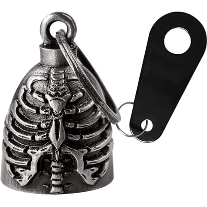 Dream Apparel Motorcycle Bell Guardian Angel Drive Away Gremlin, Biker Bell for Men Women Rider Riding, Good Luck Gift - style: Chest Skeleton