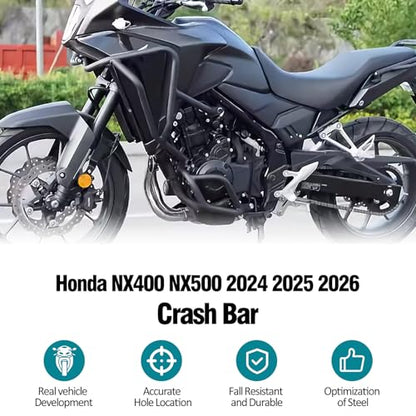 Highway Crash Bar Engine Guard Bumper Protector for Honda NX400 NX500 2024 2025 2026 NX 400 500 Motorcycle Frame Falling Protection Accessories (Upper and Lower)