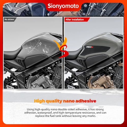 Fuel Gas Tank Pad Protector Stickers Decal Set Compatible with CBR650R CB650R 2019 2020 2021 2022 2023- Anti-Slip Protective Kit, Black | 3-Piece