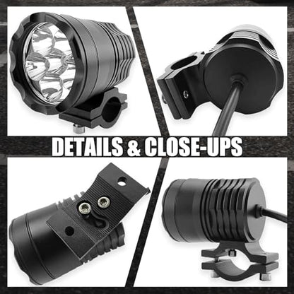 Motorcycle Driving Light 12-60V 40W 3600LM LED Fog Light for ATV UTV Bike Car Truck Boat Forklift Waterproof LED Spotlight with 6 Light Beads High Low Strobe Beam Switch Universal (Black 1) - color: Black 1