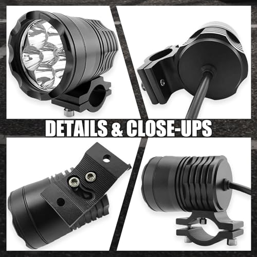 Motorcycle Driving Light 12-60V 40W 3600LM LED Fog Light for ATV UTV Bike Car Truck Boat Forklift Waterproof LED Spotlight with 6 Light Beads High Low Strobe Beam Switch Universal (Black 1) - color: Black 1