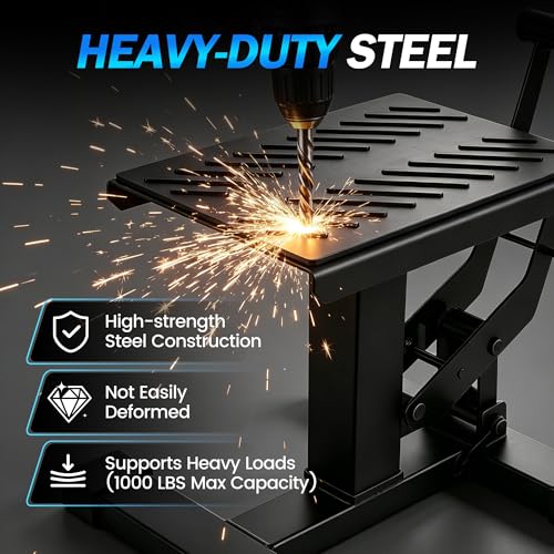 Dirt Bike Stand,600Lbs Capacity No Hydraulic Lift Jack Adjustable Hoist Table Heavy Duty Anti-Slip Lifting Stand for Dirt Pit Bike Motocross Enduro Motorcycle Repair&Maintenance-Black - color: Black