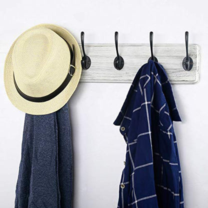 WEBI Coat Rack Wall Mount,Coat Hanger Wall,16" Hole to Hole,Coat Hooks Wall Mounted,Hook Rack Rail,5 Hooks for Hanging Coats,Hats,Jacket,Clothes,Entryway,Black/White - color: White Wood/Black Hook, size: 17.3 Inch-5 Hooks