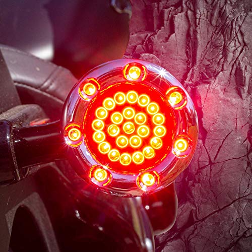 Eagle Lights Infinity Beam 2 Inch Rear LED Turn Signals and Brake Lights with LED Ring Covers Compatible With Harley Davidson® Motorcycles - Chrome / 1157 Base - color: Chrome