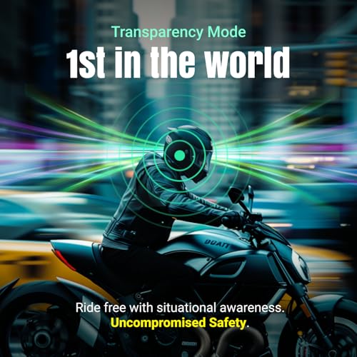 IASUS Ultra Thin Motorcycle Helmet Bluetooth Headset - Transparency Mode, IP65 Waterproof - XS2.1R Drop-in Audio, 5.2 Bluetooth Helmet Speakers for Motorcycle, Bicycle, Snowboard & Ski