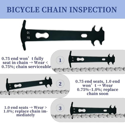 Bike Chain Repair Tools Set, Includes Bicycle Chain Breaker Tool, Master Link Plier, Wear Indicator and 3 Pairs Missing Links for 6-10 Speed Chains