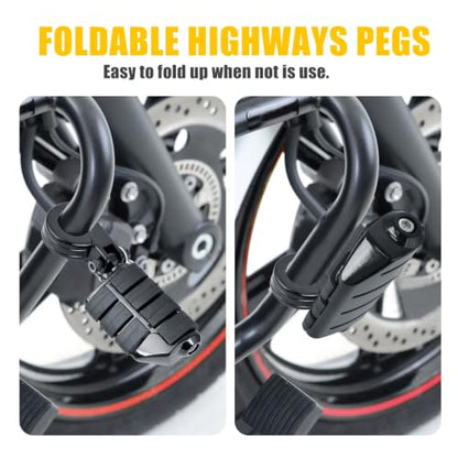 1.25" Motorcycle Highway Footpegs, Adjustable Footrest Pegs Mounting P-Clamps Compatible with Harley Sportster Touring Softail Dyna Honda Kawasaki Suzuki Yamaha 1-1/4" Engine Guard - color: Black Style 7