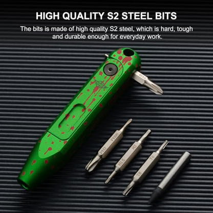 OKNIFE Otacle D1 6061 Aluminum EDC Multi-Bit Pocket Screwdriver, 8 in 1 Magnetic Mini Screwdriver Repair Multitool for Computer Eyeglasses Daily Home Improvement D1 (Zombie Green) - color: Zombie Green