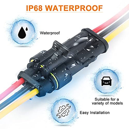 NAOEVO 3 Pin Connector Waterproof, 16 AWG 3 Wire Connectors, Automotive Electrical Male and Female Plug with Heat Shrink Tubing for Car Truck Boat Wire Connection, 6 Kits - size: 3 Pin