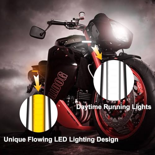 Kinstecks 4PCS Motorcycle Indicators Flowing Turn Signal Lights Motorbike Turning Indicators Daytime Running Lights Brake Lights 12V for Motorcycle Motorbike LED Amber White Red
