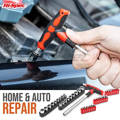 Hi-Spec 73pc Home and Garage Tool Kit Set. Essential Household and Auto Repair Tools. Includes Pliers, Sockets, Wrenches and a Hex Key Set in a Toolbox Carry Case - size: 73 PCS
