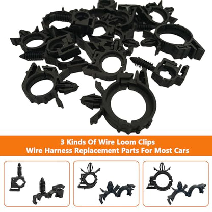 180Pcs Wire Loom Clips for Car Push Mount Zip Ties Assorted Sizes Automotive Fuel Line Cable Ties 6 Inch Wire Holder for Car Zip Ties Anchors Screw Mount Zip Tie Automotive Wiring Clip