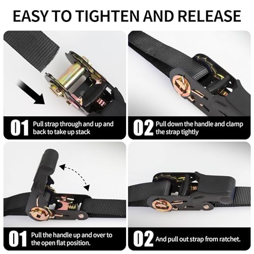 Cartman 1" x 15' Ratchet Tie Down up to 1500lbs 6pk in Carry Bag, Cargo Straps - style: 6PK Black
