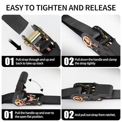 Cartman 1" x 15' Ratchet Tie Down up to 1500lbs 6pk in Carry Bag, Cargo Straps - style: 6PK Black