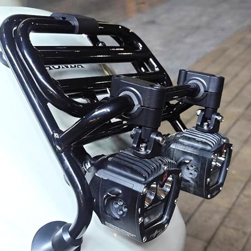 Motorcycle Spotlight Bracket, Adjustable Light Bar Mounting Holder for Driving Fog Lights, Tube Clamp Mounting Bracket Fit 0.7"-1.25" ATV UTV Roll Bar (2 Pcs)
