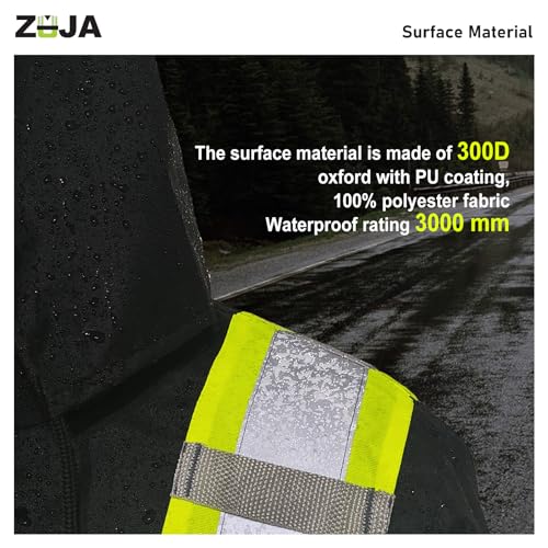 KARXICIY ZUJA Hi Vis Reflective Safety Jacket for Men Women Construction Jacket with Hood High Visibility Safety Rain Jacket - color: Black Rain Suit, size: XX-Large
